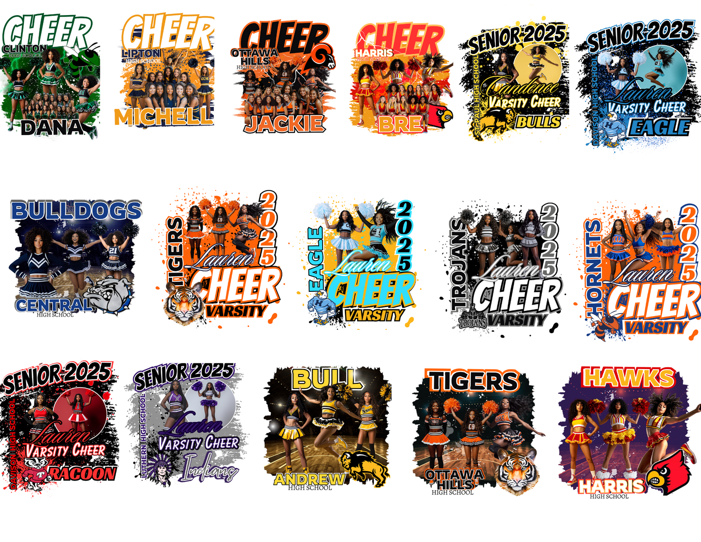Cheerleading Bundle Editable Digital Design